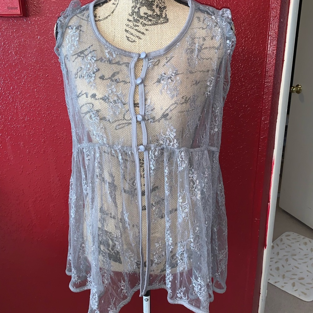Torrid Grey Lace Top